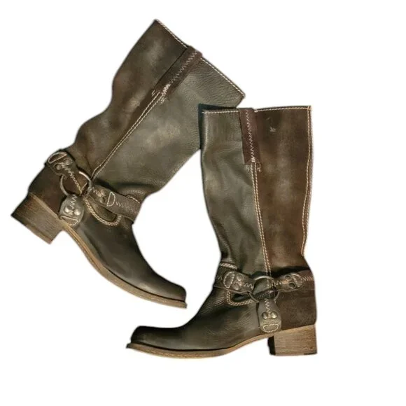 Bed Stu Cobbler Series Opal Brown Leather Harness Boots - Picture 3 of 16